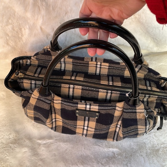 🤎♠️ EUC KATE SPADE NY Soft Wool Shoulder Bag - Neutral checkered Shoulder Bag - Picture 4 of 16